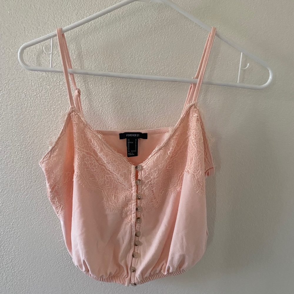 Pink Lace Crop Top